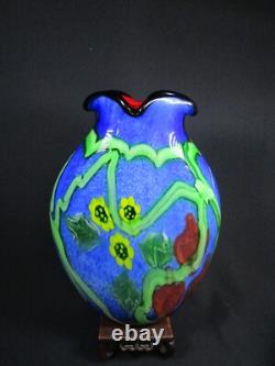 Magnifique grand vase en verre d'art de style Murano pour studio