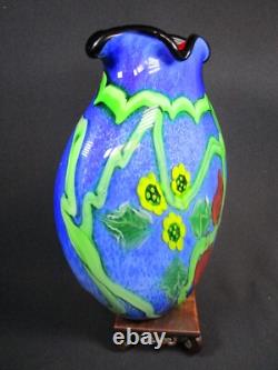 Magnifique grand vase en verre d'art de style Murano pour studio