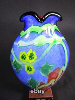 Magnifique grand vase en verre d'art de style Murano pour studio