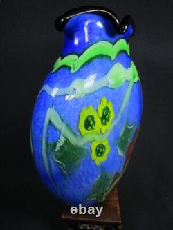 Magnifique grand vase en verre d'art de style Murano pour studio