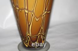 Magnifique vase en verre artistique multicouche signé Essie Zareh de 17 pouces soufflé à la main Baijab