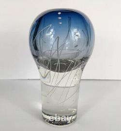 Mark Sudduth Lignes Géométriques Modernes Blue Studio Art Vase Vase Bowl Blown Main
