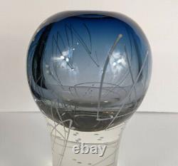 Mark Sudduth Lignes Géométriques Modernes Blue Studio Art Vase Vase Bowl Blown Main