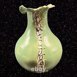 Marquis Vase Rextured Argent Dentelle Vert Vase Potterie Fabriqué En Allemagne 5,25t 2,5