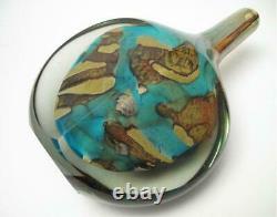 Michael Harris Mdina Malta Art Glass Cut Ice Fish Lollipop Vase Signé