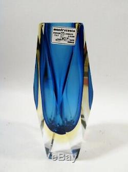 Midcentury Mandruzzato Italienne Murano Facettes Sommerso 6.5 Vase Art Glass
