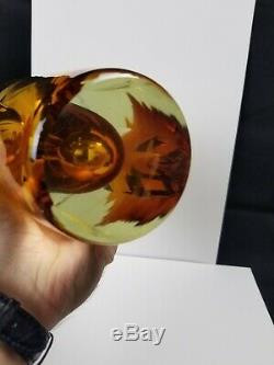 Milieu Du Siècle Jaune Murano Glass Art Vase Facettes