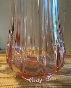 Milieu Du Siècle MCM Le Smith Simplicity Art Glass Ribbed Swung Pink Vase Large 20
