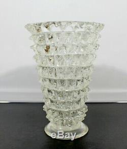 Milieu Du Siècle Moderne En Verre De Murano Épais Clouté Art Vase Sculpture Tableau 70 Italie
