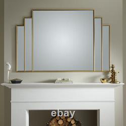 Miroir de dessus de cheminée Charleston Design Art Déco fait à la main Cadre doré H 80cm x L 120cm