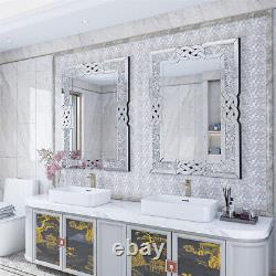 Miroir mural en diamant écrasé luxueux de 100x70 cm, grand miroir mural étincelant Glitz