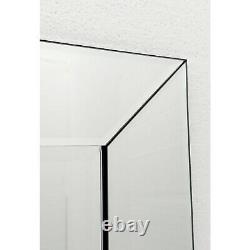 Miroir mural en verre argenté encadré en longueur totale avec biseau Livia 120cm x 40cm