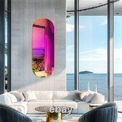 Miroir mural ovale iridescent de 120cm, miroir d'accent esthétique en 3D coloré pour pub bar XL