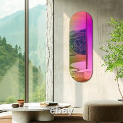 Miroir mural ovale iridescent de 120cm, miroir d'accent esthétique en 3D coloré pour pub bar XL