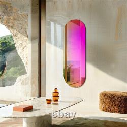 Miroir mural ovale iridescent de 120cm, miroir d'accent esthétique en 3D coloré pour pub bar XL