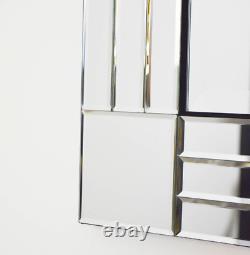 Molly Miroir Mural Moderne Art Déco Extra Large Tout en Verre Triple Biseauté 120x80cm