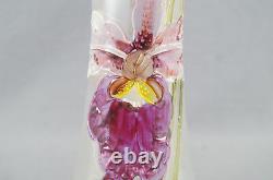 Mont Joye / Legras Art Nouveau Satiné Peint À La Main Iris Lily Vase En Verre