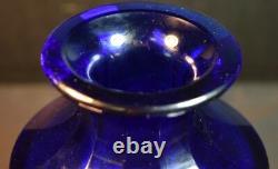 Moser Art Déco Cobalt En Verre Bleu, Or Frieze Vase