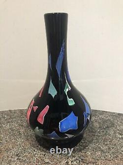 Mt Washington Black Lava Art Glass 10 Vase. Couleur Excellent