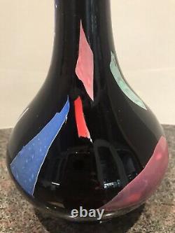Mt Washington Black Lava Art Glass 10 Vase. Couleur Excellent