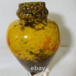Muller Fres Luneville Vase Pate De Verre Cased In Clear 1920s 25cm Multicolore
