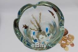 Murano Aquarium / Poisson Énorme Art Glass Vase Barbini Cenedese MID Century Signé