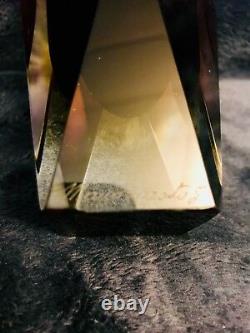 Murano Art Glass Faceted Prism Vase Sommerso Mandruzzato 6.5 Signé
