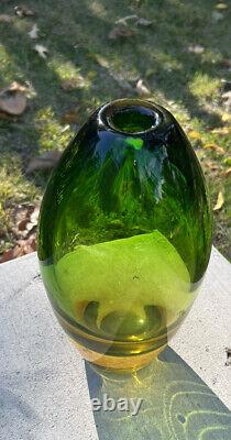 Murano Art Glass Grand Ambre Sommerso Vase Lourde