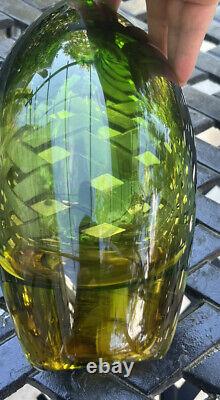 Murano Art Glass Grand Ambre Sommerso Vase Lourde