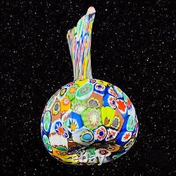 Murano Art Verre Satiné Multicolore Millefiori À La Main Cousu Vase 7t 3w