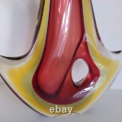 Murano Sommerso Style Vintage Art Glass Fish Vase 4 Couches De Couleurs