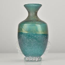 Murano Studio Art Glass Scavo Vase De Gambaro & Poggi Gold Fleck Italien MCM