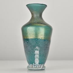 Murano Studio Art Glass Scavo Vase De Gambaro & Poggi Gold Fleck Italien MCM