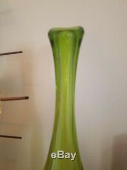 Myers Vert Blenko Bottle Vase. Art Grand Verre Carafe Very Nice
