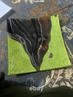 NOUVELLE Assiette en Verre d'Art Svaja de 37 cm Signée Centre de Table Artisanale