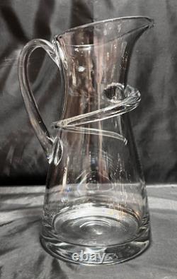 Nouvelle / Inutilisée Carafe en Verre d'Art avec Tourbillon Appliqué, Fabriquée à la Main