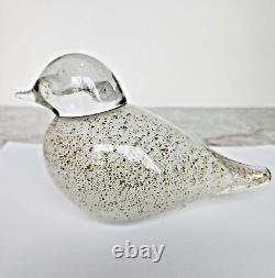 Oiseau en verre d'art clair avec des paillettes d'or Studio A Granilla Galleries Presse-papiers