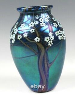 Orient & Flume Studio Hawthorne Blue Iridescent Paysage Art Manteau Vase En Verre