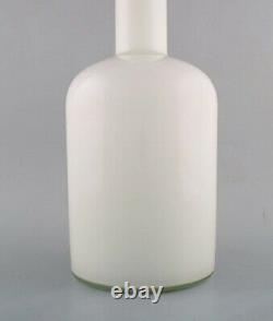 Otto Brauer Pour Holmegaard. Vase / Bouteille En Verre D'art Blanc Avec Boule