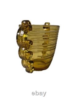 POT EN VERRE ART AMBRE DAUM DE PIERRE D'AVESN 16,2 CM DE HAUTEUR