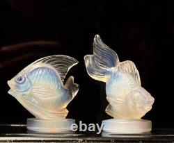 Paire de poissons en verre opalescent Sabino, Queue de Voile, Poisson Mouleck