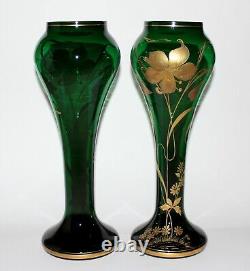 Paire de vases XXL en verre style Jugendstil Harrach Art Nouveau Vintage Antique en verre bohémien