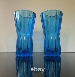 Paire de vases turquoise Sklo Union Art Déco par Rudolf Schrotter Rudolfova Hut