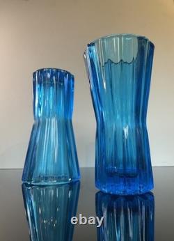 Paire de vases turquoise Sklo Union Art Déco par Rudolf Schrotter Rudolfova Hut