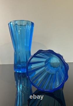 Paire de vases turquoise Sklo Union Art Déco par Rudolf Schrotter Rudolfova Hut