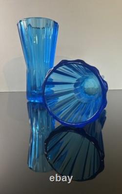 Paire de vases turquoise Sklo Union Art Déco par Rudolf Schrotter Rudolfova Hut