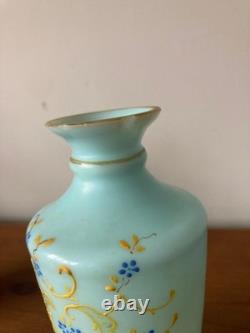 Paire de vases victoriens en opaline turquoise bohémienne