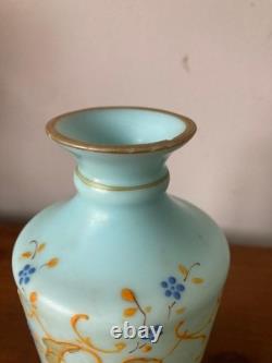 Paire de vases victoriens en opaline turquoise bohémienne
