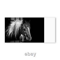 Panneau de carrelage monochrome avec photo artistique d'un cheval de cuisine en verre pour dosseret