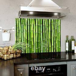 Panneau de cuisinière en carrelage de cuisine avec éclaboussures en verre, en bambou et en art végétal de TOUTE TAILLE, 0514.